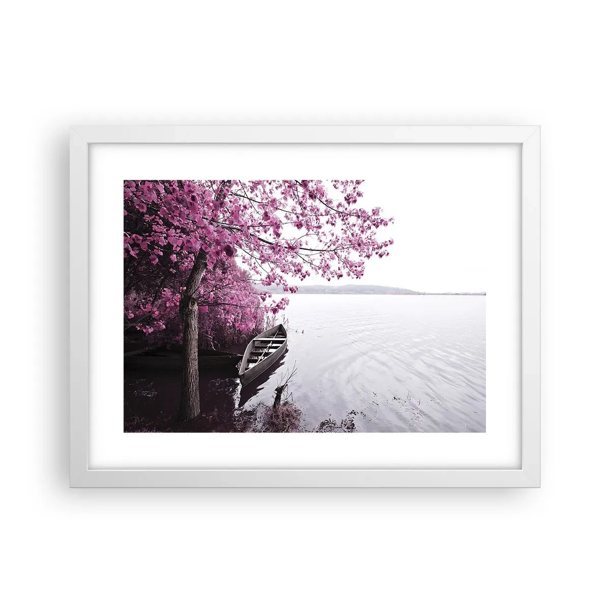 Plakat w białej ramie - W różowej ciszy - 40x30 cm