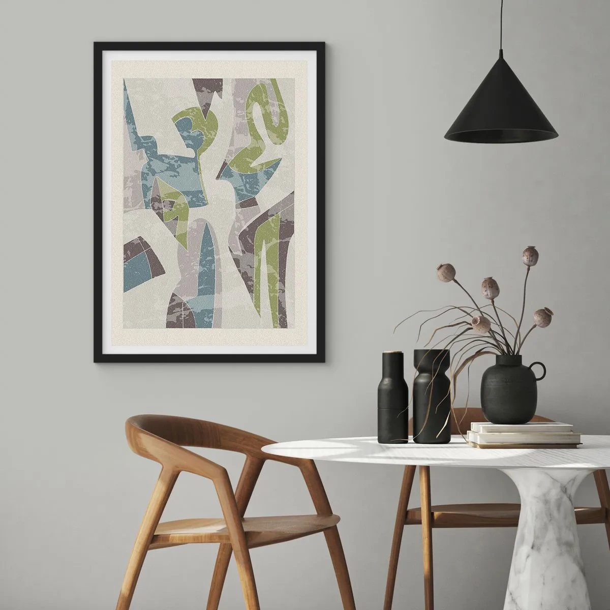 Plakat w czarnej ramie - Kompozycja za szybą - 61x91 cm