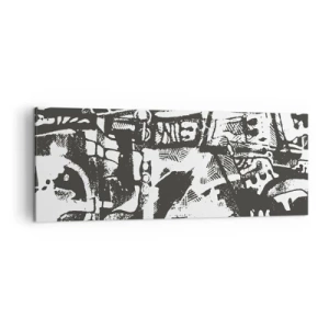 Obraz na płótnie - Abstrakcyjny monochromatyczny wzór w stylu retro - 140x50cm - Porządek czy chaos? - Nowoczesna dekoracja ścienna do salonu i sypialni ARTTOR
