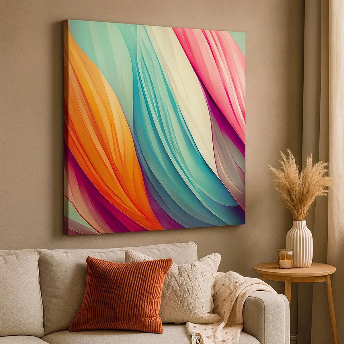 Obraz na płótnie - Tęczowy splot - 30x30 cm