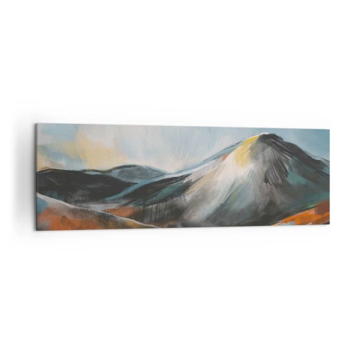 Obraz na płótnie - Abstrakcyjny krajobraz górski w ciepłych odcieniach - 160x50cm - Surowe i piękne - Nowoczesna dekoracja ścienna do salonu i sypialni ARTTOR