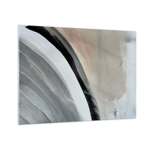 Obraz na szkle - Abstrakcyjny łuk w odcieniach szarości i czerni - 70x50cm - Kompozycja: łuk czerni i szarości - Nowoczesna dekoracja ścienna do salonu i sypialni ARTTOR
