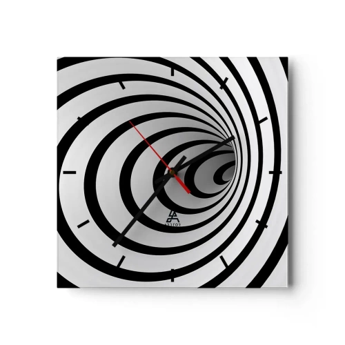 Zegar ścienny - Czarno-biała spirala tworząca efekt hipnotyczny - 30x30cm - Też nie możesz się oprzec? - Nowoczesna dekoracja ścienna do salonu i sypialni ARTTOR
