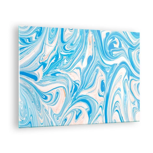 Obraz na szkle - Abstrakcyjny wzór w turkusowych i beżowych odcieniach - 70x50cm - Rozlewisko w turkusie - Nowoczesna dekoracja ścienna do salonu i sypialni ARTTOR