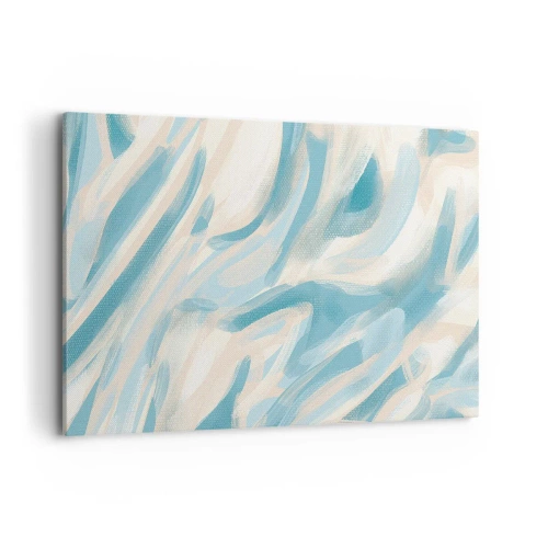 Obraz na płótnie - Abstrakcyjne błękitne smugi na jasnym tle - 100x70cm - Wiosenne powiewy - Nowoczesna dekoracja ścienna do salonu, kuchni i sypialni ARTTOR