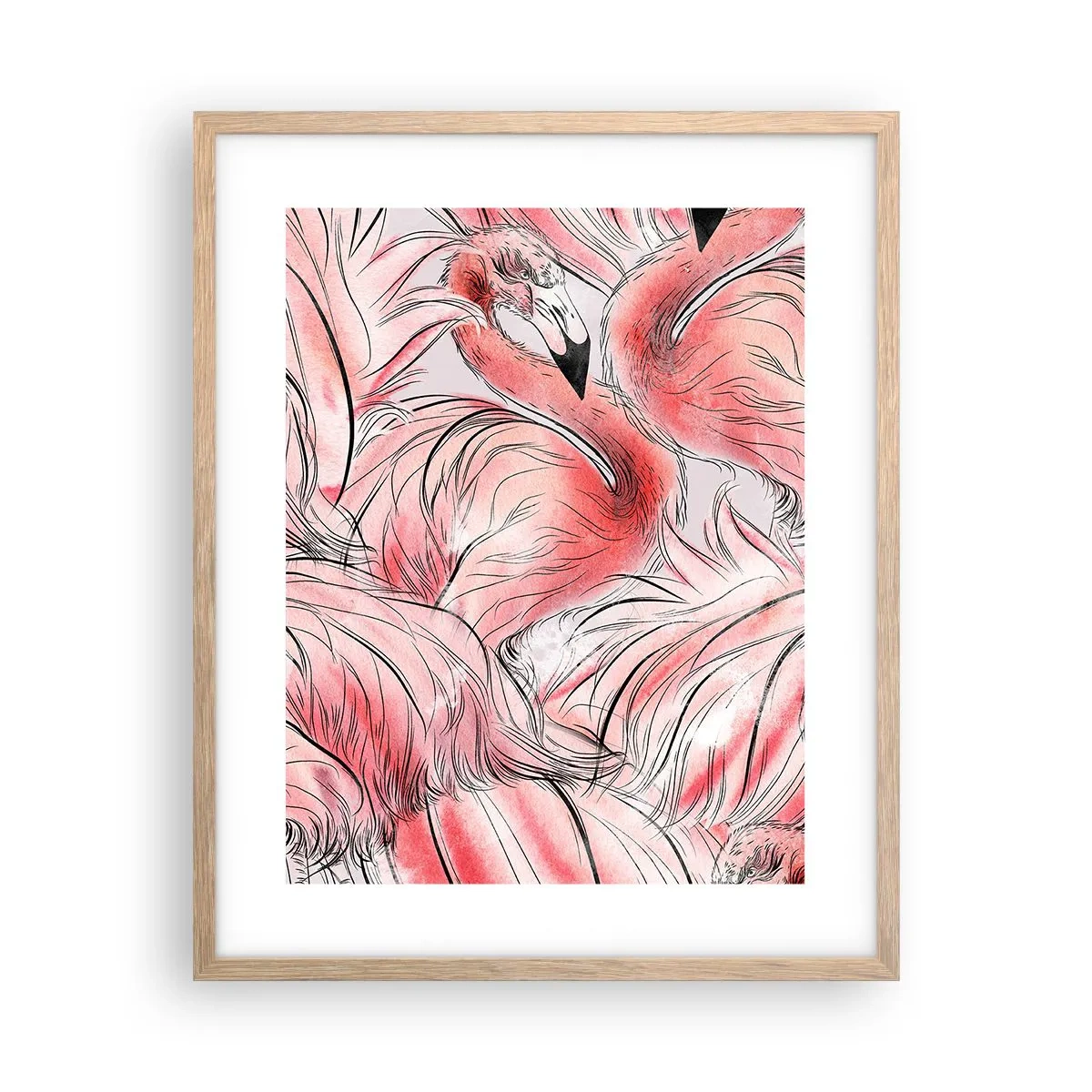 Plakat w ramie jasny dąb - Ptasi corps de ballet - 40x50 cm