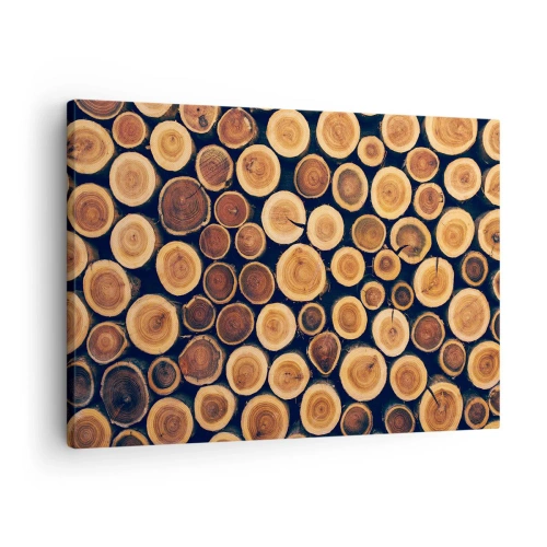Obraz na płótnie - Wzór z przekrojów drewnianych kłód - 70x50cm - Na ile lat wyglądam? - Nowoczesna dekoracja ścienna do salonu i sypialni ARTTOR