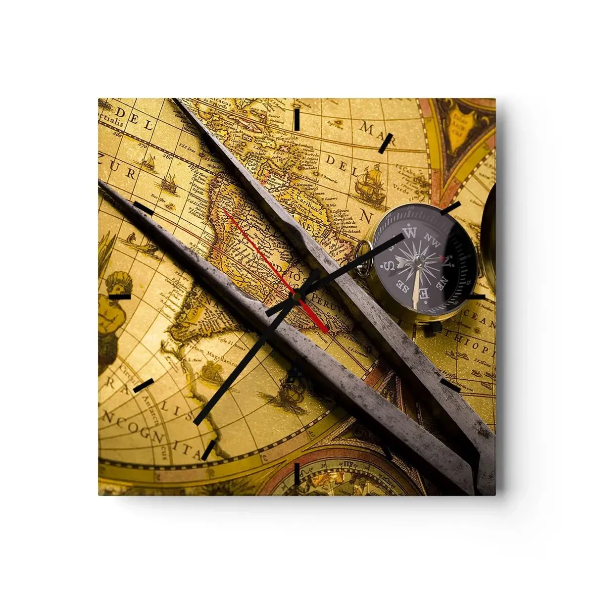 Zegar ścienny - Gdze te skarby? - 40x40 cm