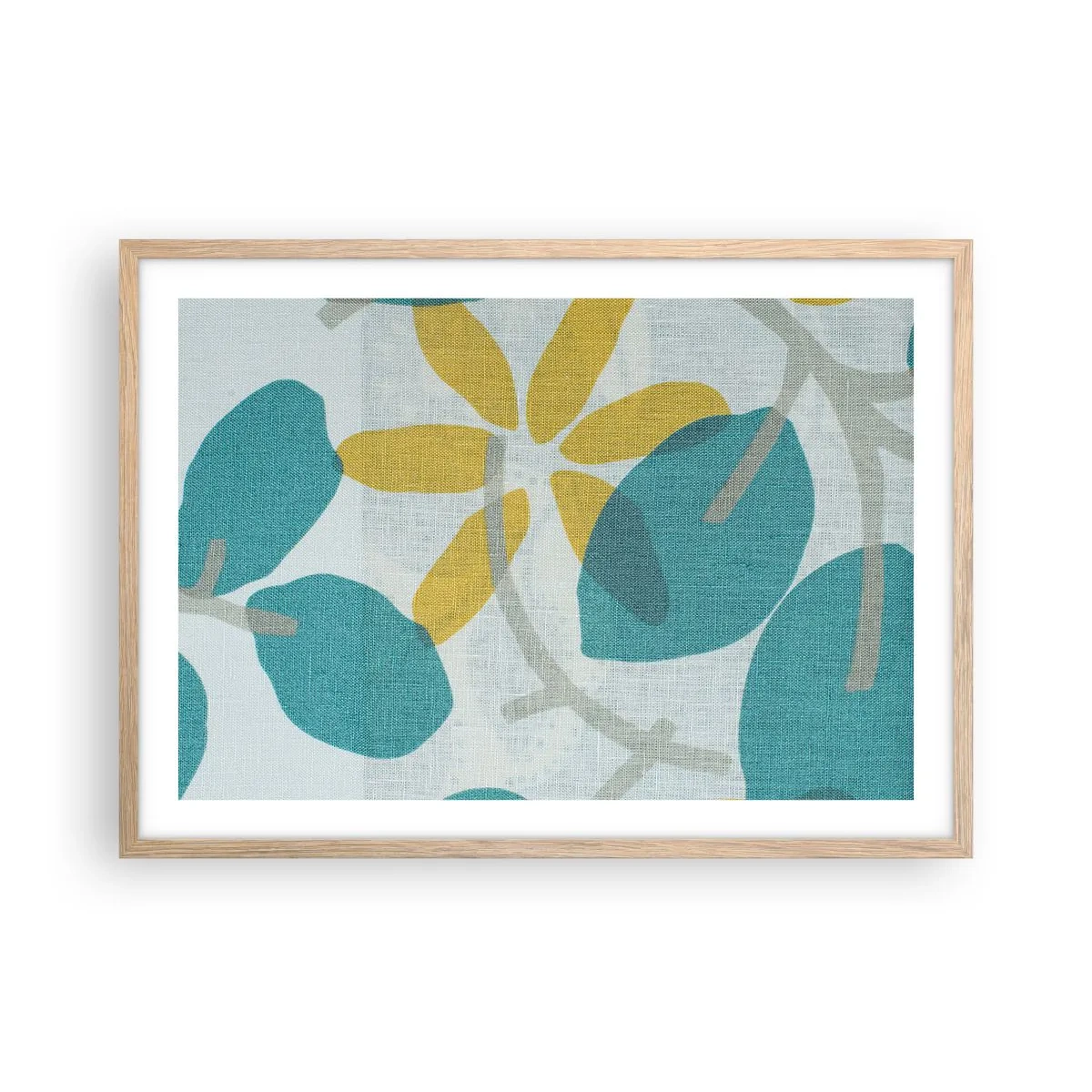 Plakat w ramie jasny dąb - Wśród lazurowych liści - 70x50 cm