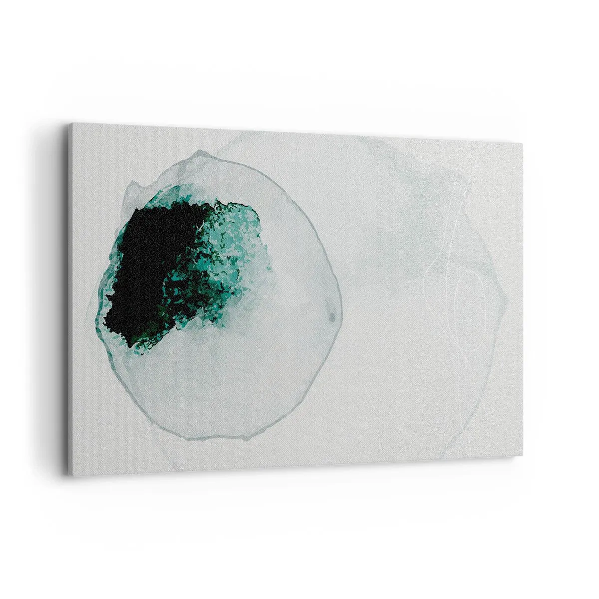 Obraz na płótnie - Abstrakcyjna kropla wody z odcieniem zieleni i czerni - 120x80cm - W kropli wody - Nowoczesna dekoracja ścienna do salonu, kuchni i sypialni ARTTOR