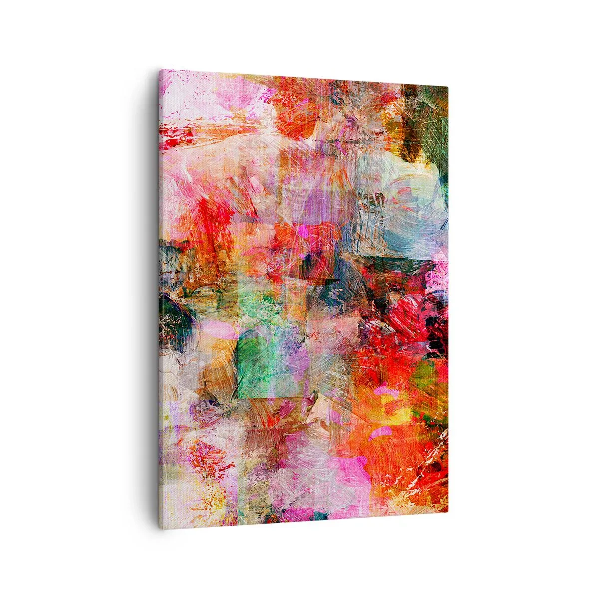 Obraz na płótnie - Podróż poprzez róż - Abstrakcyjna kompozycja w intensywnych kolorach - 50x70cm
