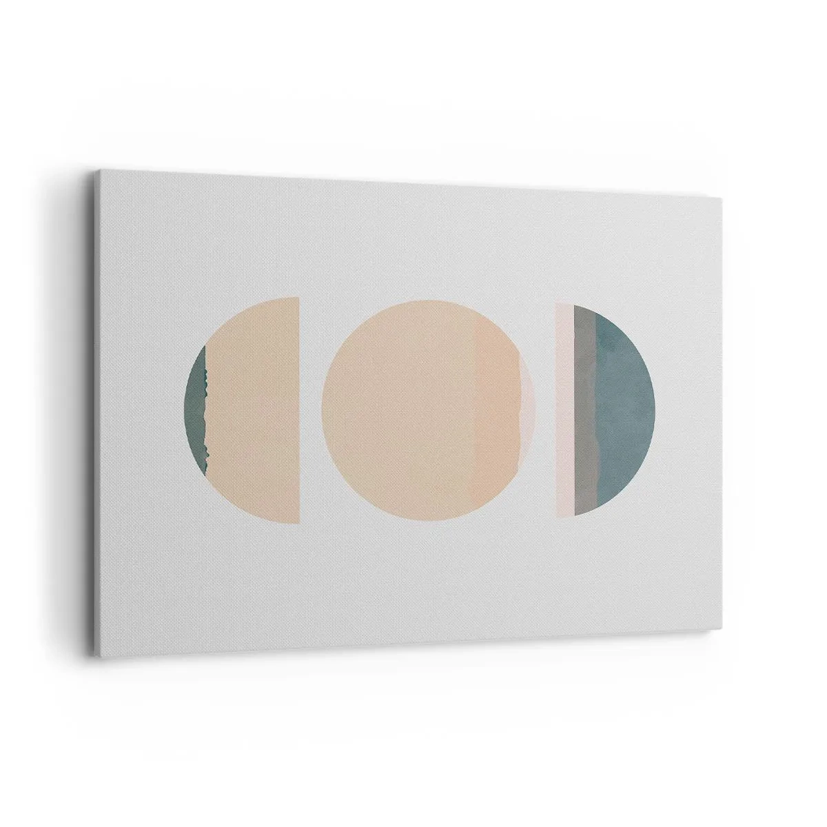 Obraz na płótnie - Abstrakcyjne kształty geometryczne w pastelowych kolorach - 100x70cm - Koło za kołem - Nowoczesna dekoracja ścienna do salonu, kuchni i sypialni ARTTOR