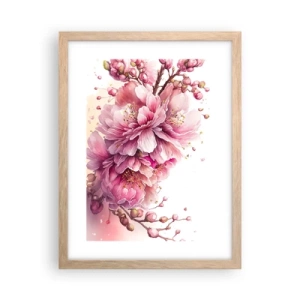 Plakat w ramie jasny dąb - Kwiat kwitnącej wiśni - 30x40 cm