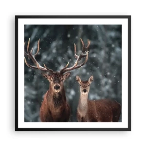 Plakat w czarnej ramie - Pan lasu z małżonką - 60x60 cm