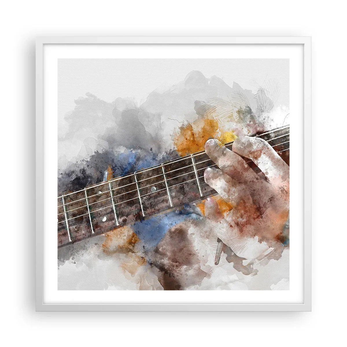 Plakat w białej ramie - Poezja między strunami - 60x60 cm