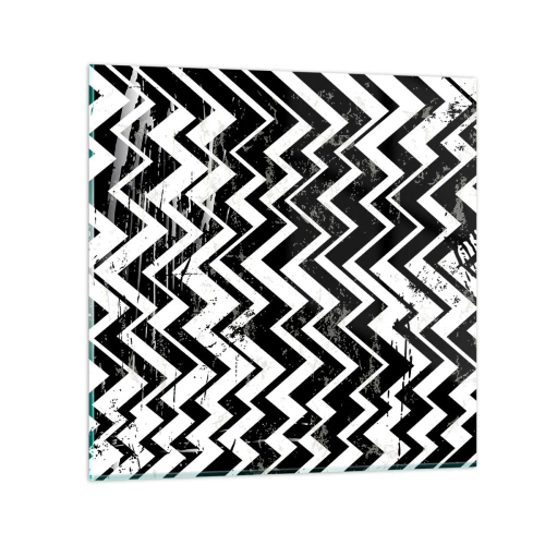Obraz na szkle - Zyg-białe, zag-czarne - 30x30 cm