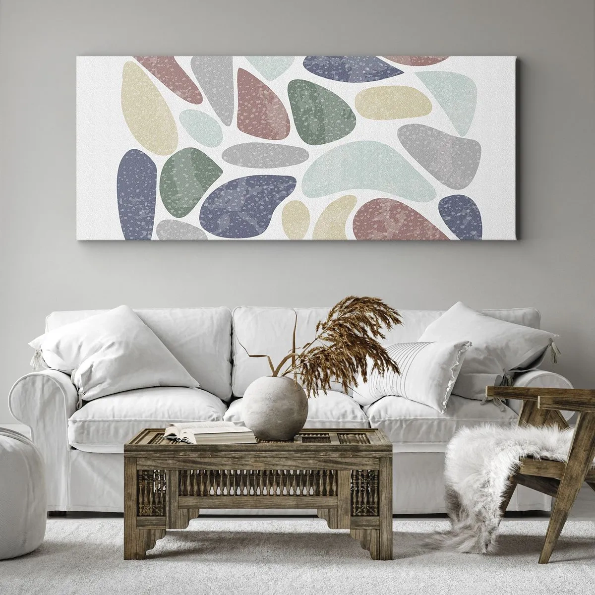 Obraz na płótnie - Mozaika pudrowanych barw - 100x40 cm