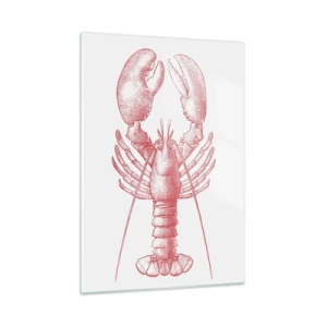 Obraz na szkle - Szkic homara w czerwonym kolorze na jasnym tle - 50x70cm - Homar godny Homera - Nowoczesna dekoracja ścienna do salonu, kuchni i sypialni ARTTOR