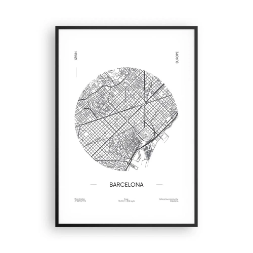 Plakat w czarnej ramie - Anatomia Barcelony - 70x100 cm
