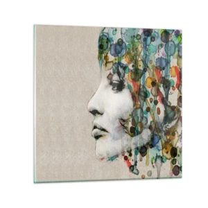 Obraz na szkle - Wyłoniła się z szarości - 70x70 cm