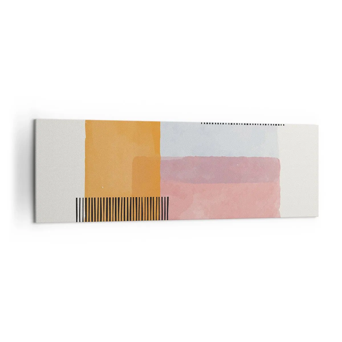 Obraz na płótnie - Geometria w pastelowych kolorach z liniami na jasnym tle - 160x50cm - Z kąta w kąt - Nowoczesna dekoracja ścienna do salonu i sypialni ARTTOR