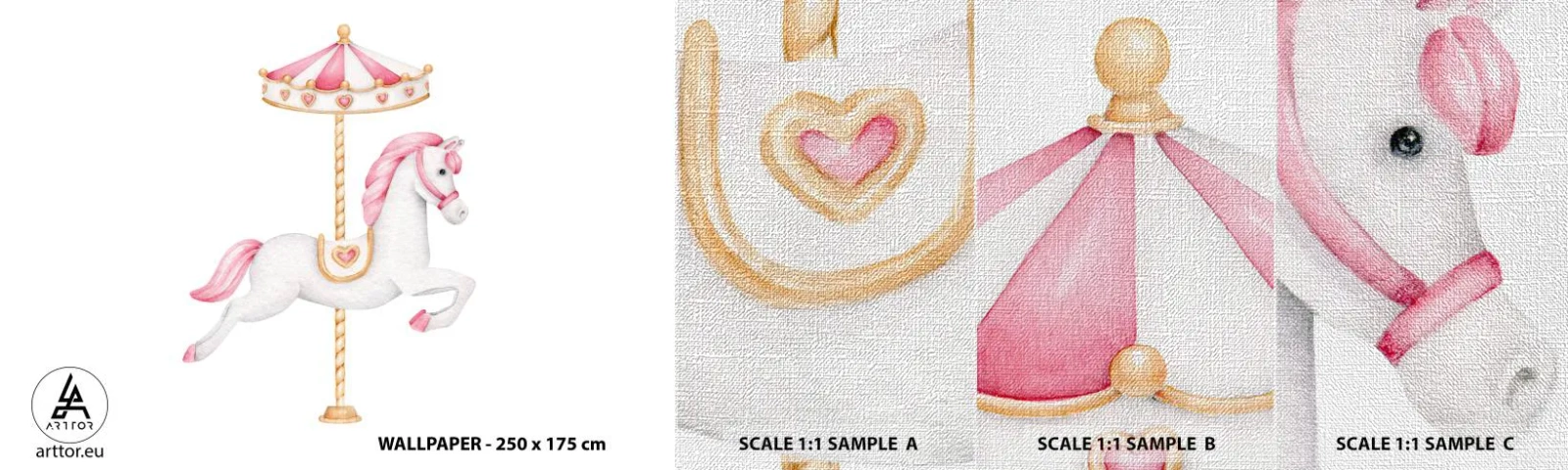 Fototapeta Próbka Premium Canvas - Ruszył z kopyta - Koń, Karuzela, Dziewczęcy - 100x30 cm