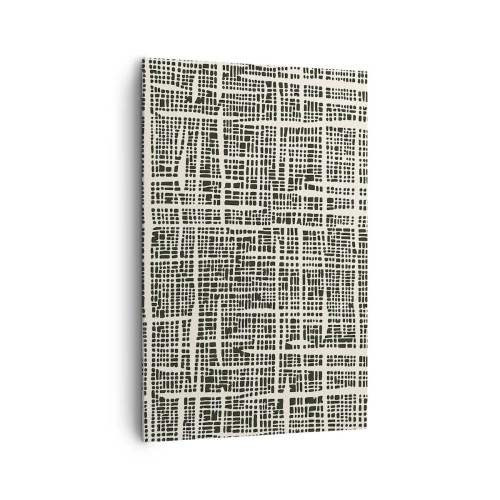 Obraz na płótnie - Geometryczny wzór przypominający siatkę na jasnym tle - 80x120cm - Kompozycja utkana - Nowoczesna dekoracja ścienna do salonu i sypialni ARTTOR
