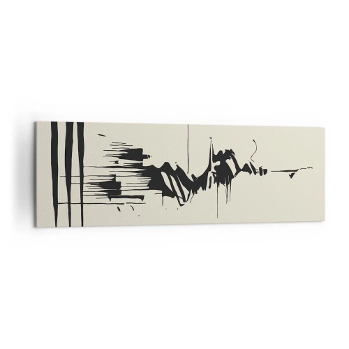 Obraz na płótnie - Minimalistyczna abstrakcja z czarnymi liniami na jasnym tle - 160x50cm - Abstrakcja pośpieszna - Nowoczesna dekoracja ścienna do salonu i sypialni ARTTOR
