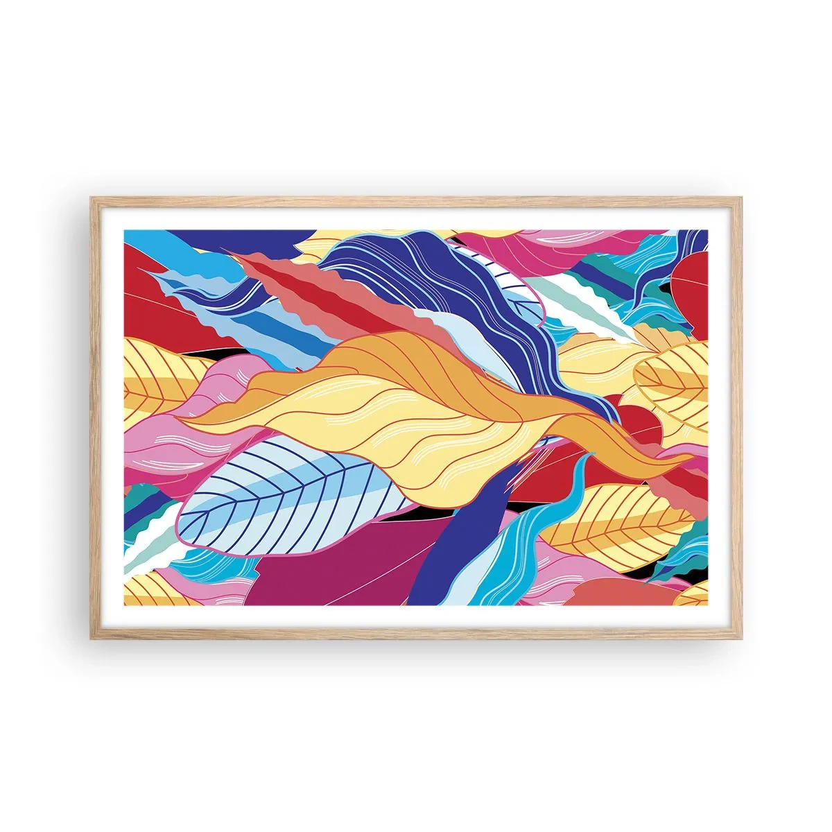 Plakat w ramie jasny dąb - Kolorowy bałagan - 91x61 cm