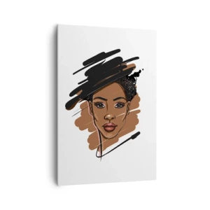 Obraz na płótnie - Portret kobiety z artystycznymi pociągnięciami farby - 70x100cm - Słodka jak czekolada - Nowoczesna dekoracja ścienna do salonu i sypialni ARTTOR