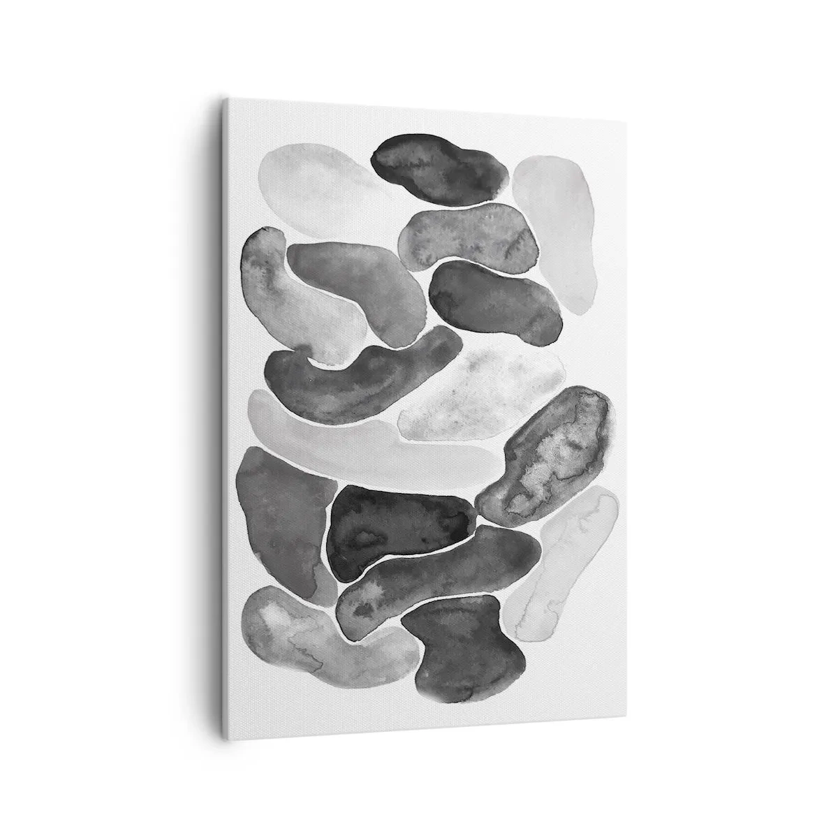 Obraz na płótnie - Abstrakcyjna kompozycja w odcieniach szarości przypominająca kamienie - 50x70cm - Abstrakcja kamienista - Nowoczesna dekoracja ścienna do salonu, kuchni i sypialni ARTTOR