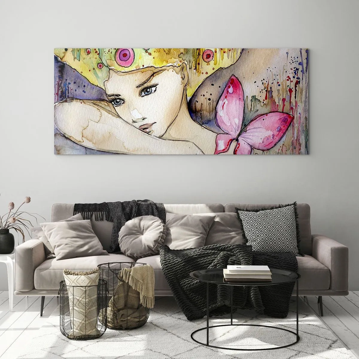 Obraz na szkle - Motyla księżniczka - 90x30 cm