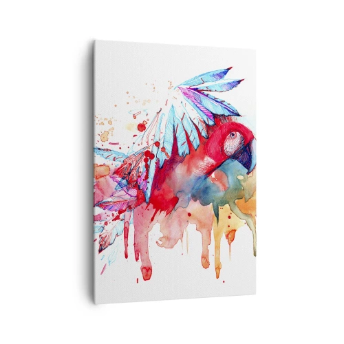Obraz na płótnie - Papuga w artystycznym stylu akwarelowym - 70x100cm - Kolorowe Papugi - Nowoczesna dekoracja ścienna do salonu i sypialni ARTTOR
