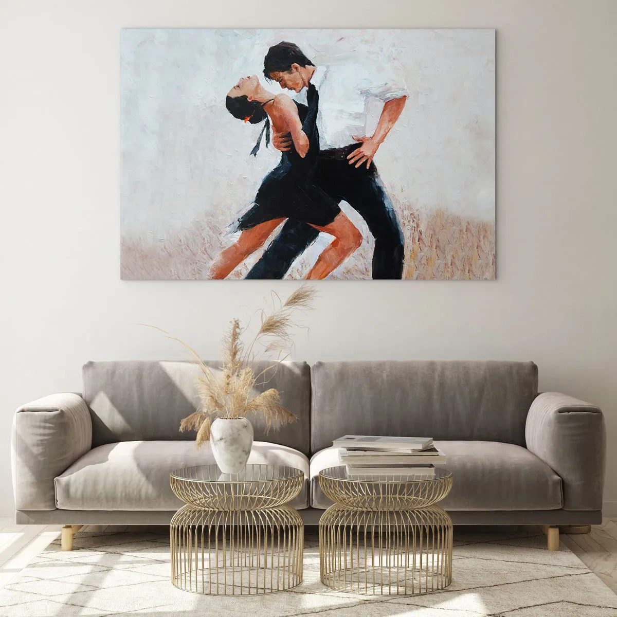 Obraz na szkle - Para tańcząca tango w dynamicznej pozie - 70x50cm - Tango mych marzeń i snów - Nowoczesna dekoracja ścienna do salonu i sypialni ARTTOR