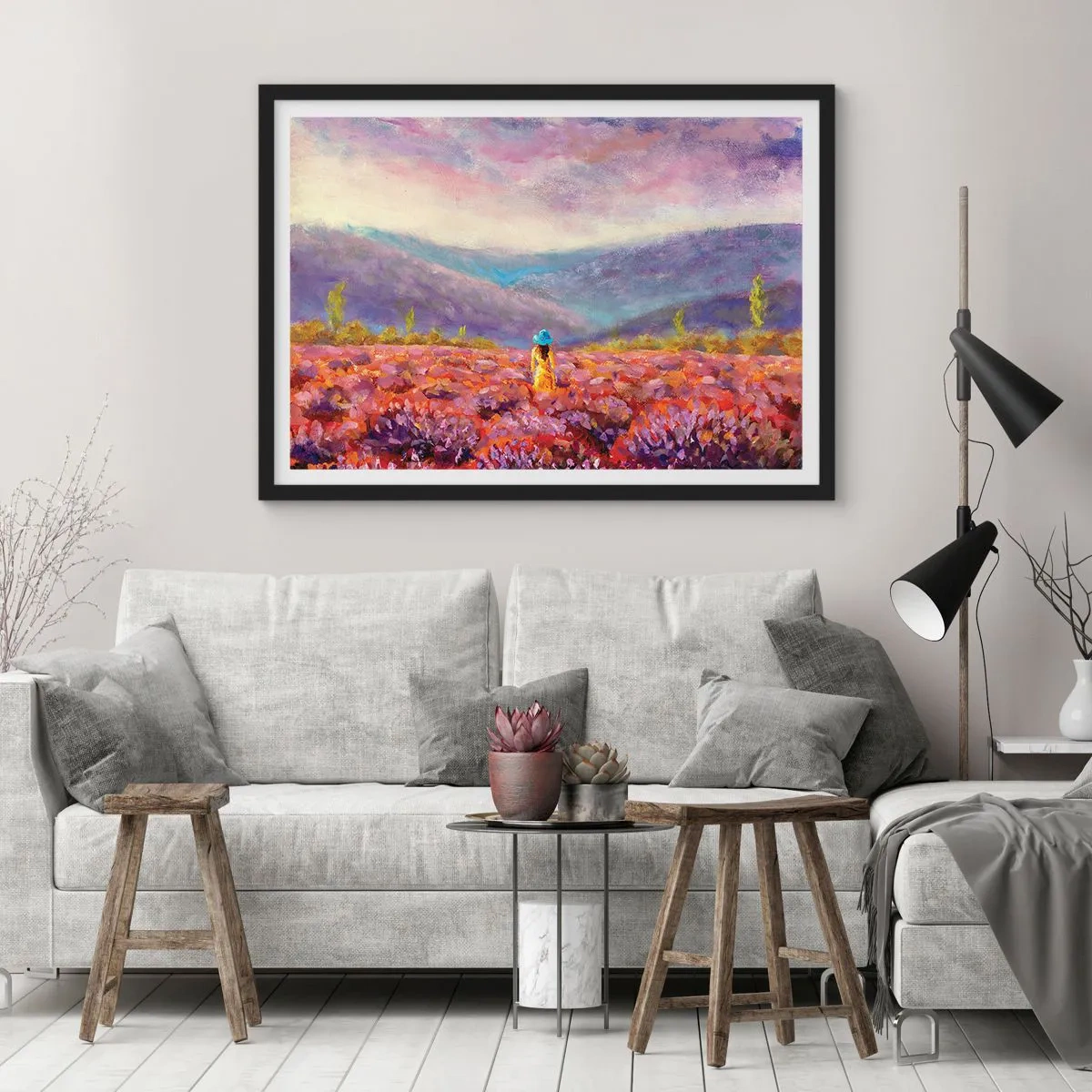 Plakat w czarnej ramie - W lawendowym świecie - 40x30 cm