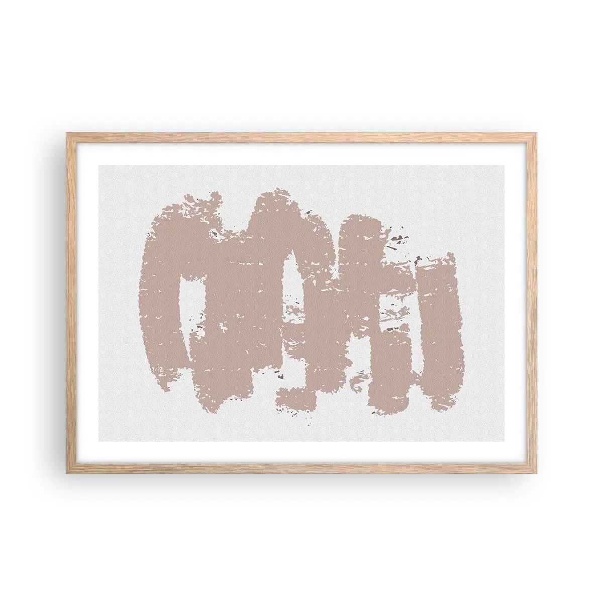 Plakat w ramie jasny dąb - Abstrakcja w łagodnym różu - 70x50 cm