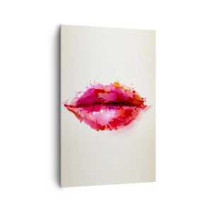 Obraz na płótnie - Abstrakcyjny motyw ust w odcieniach różu i czerwieni - 80x120cm - Czerwieńszy odcień czerwieni - Nowoczesna dekoracja ścienna do salonu i sypialni ARTTOR