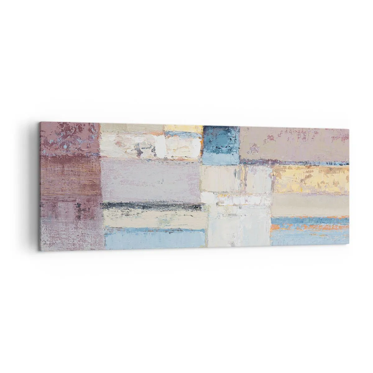 Obraz na płótnie - Geometryczna kompozycja w pastelowych barwach - 140x50cm - Spokój geometrii - Nowoczesna dekoracja ścienna do salonu i sypialni ARTTOR
