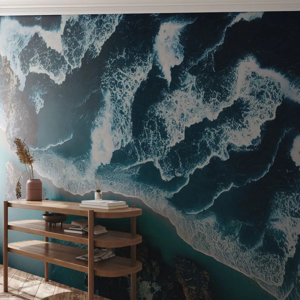 Fototapeta Samoprzylepna Deluxe Sticker - Otulone falami - Klif, Morze, Natura - 350x256 cm