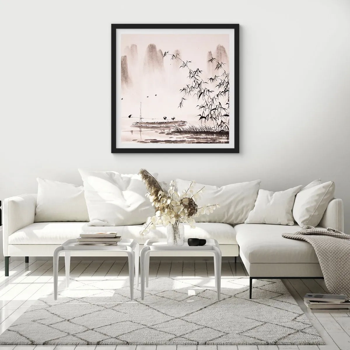 Plakat w czarnej ramie - Cisza ryżowych pól - 50x50 cm