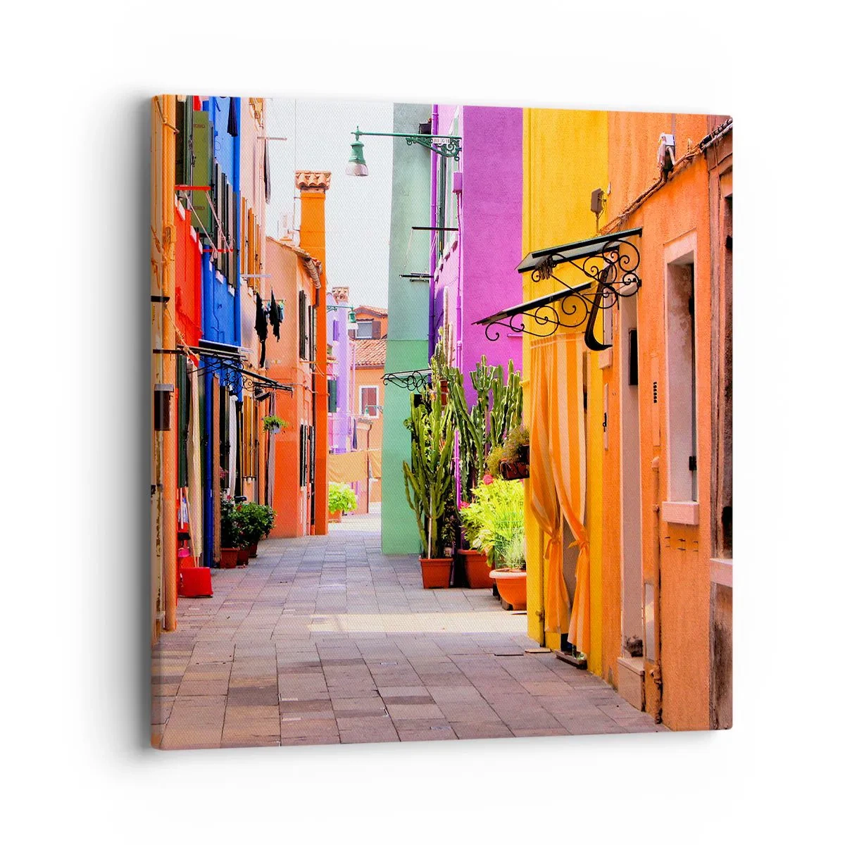 Obraz na płótnie - Tęczowy zaułek - 40x40 cm