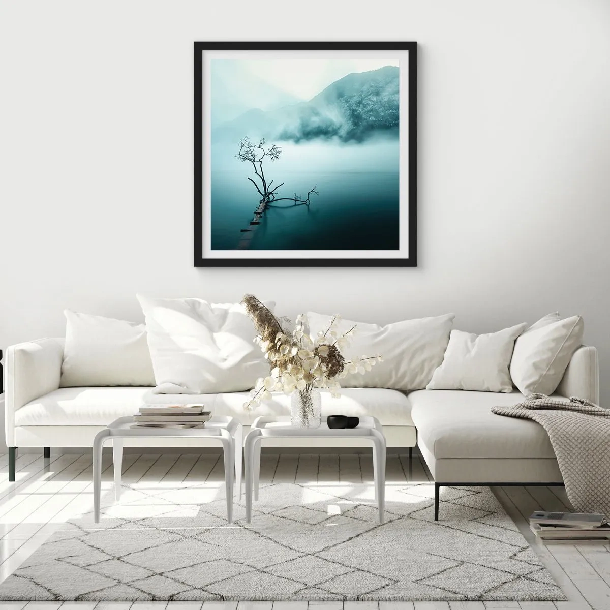 Plakat w czarnej ramie - Z wody i mgły - 30x30 cm