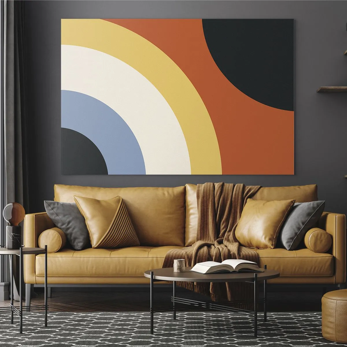 Obraz na szkle - Abstrakcyjne kolorowe łuki na szklanym tle - 120x80cm - Ku sobie - Nowoczesna dekoracja ścienna do salonu, kuchni i sypialni ARTTOR