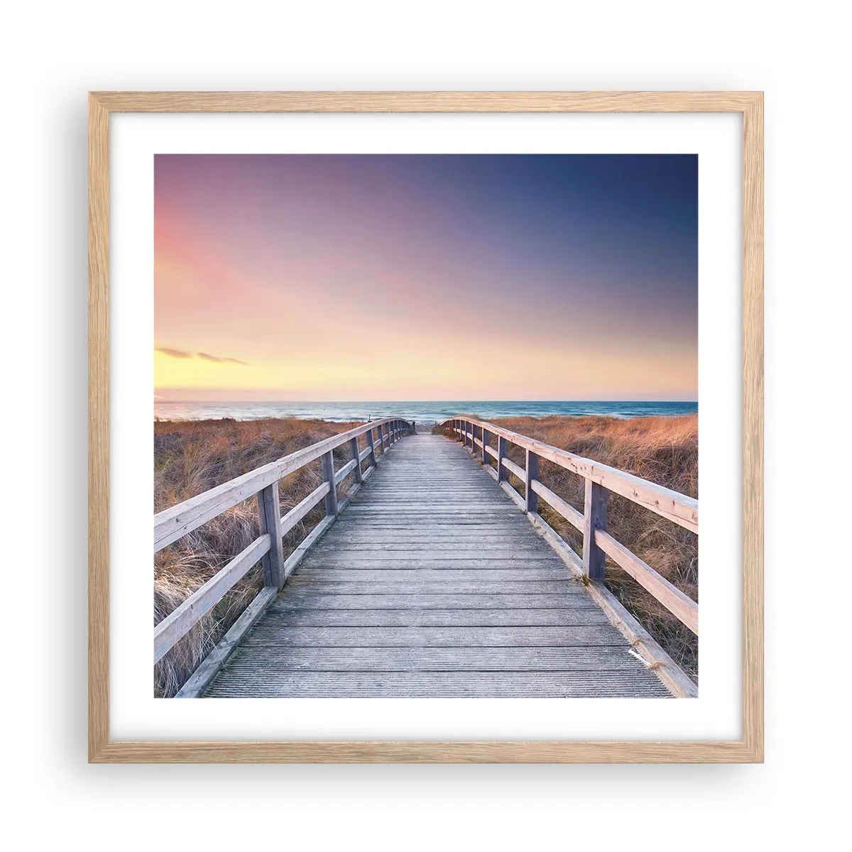 Plakat w ramie jasny dąb - Bałtycka wieczorna zorza - 50x50 cm