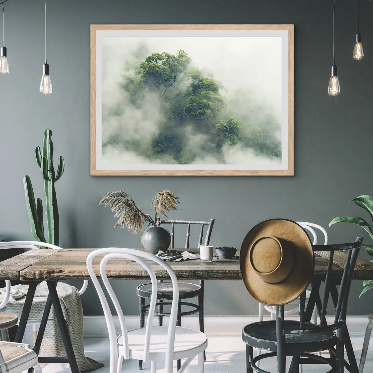 Plakat w ramie jasny dąb - Otulone mgłą - 70x50 cm