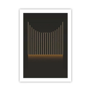 Plakat - Geometryczna kompozycja z pionowych linii w mroku - 50x70cm - Zbadać ciemność - Nowoczesna dekoracja ścienna do salonu, kuchni i sypialni ARTTOR