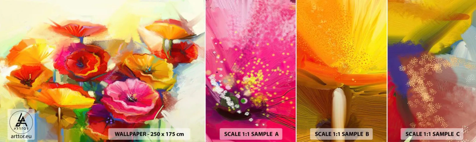 Fototapeta Próbka Samoprzylepna Deluxe Sticker - Nie tylko czerwone - Kwiaty, Maki, Ogród - 100x30 cm