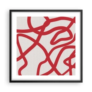 Plakat w czarnej ramie - Czerwono na białym - 50x50 cm