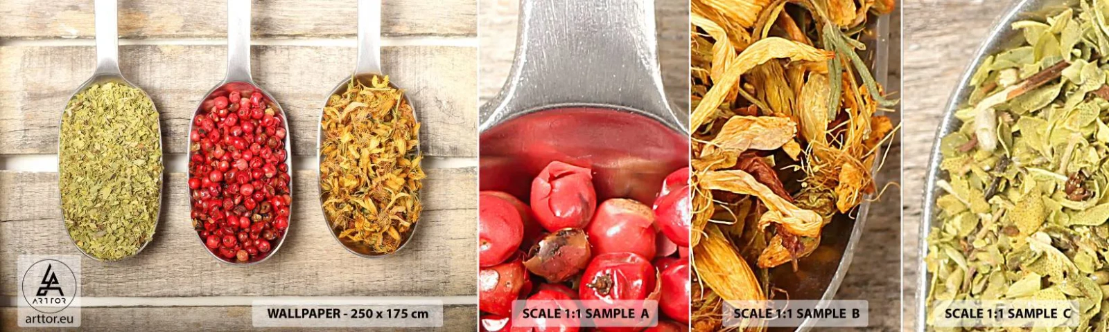 Fototapeta Próbka Standard Eco - Kuchenna magia - Gastronomia, Przyprawy Ziołowe, Zioła - 100x30 cm