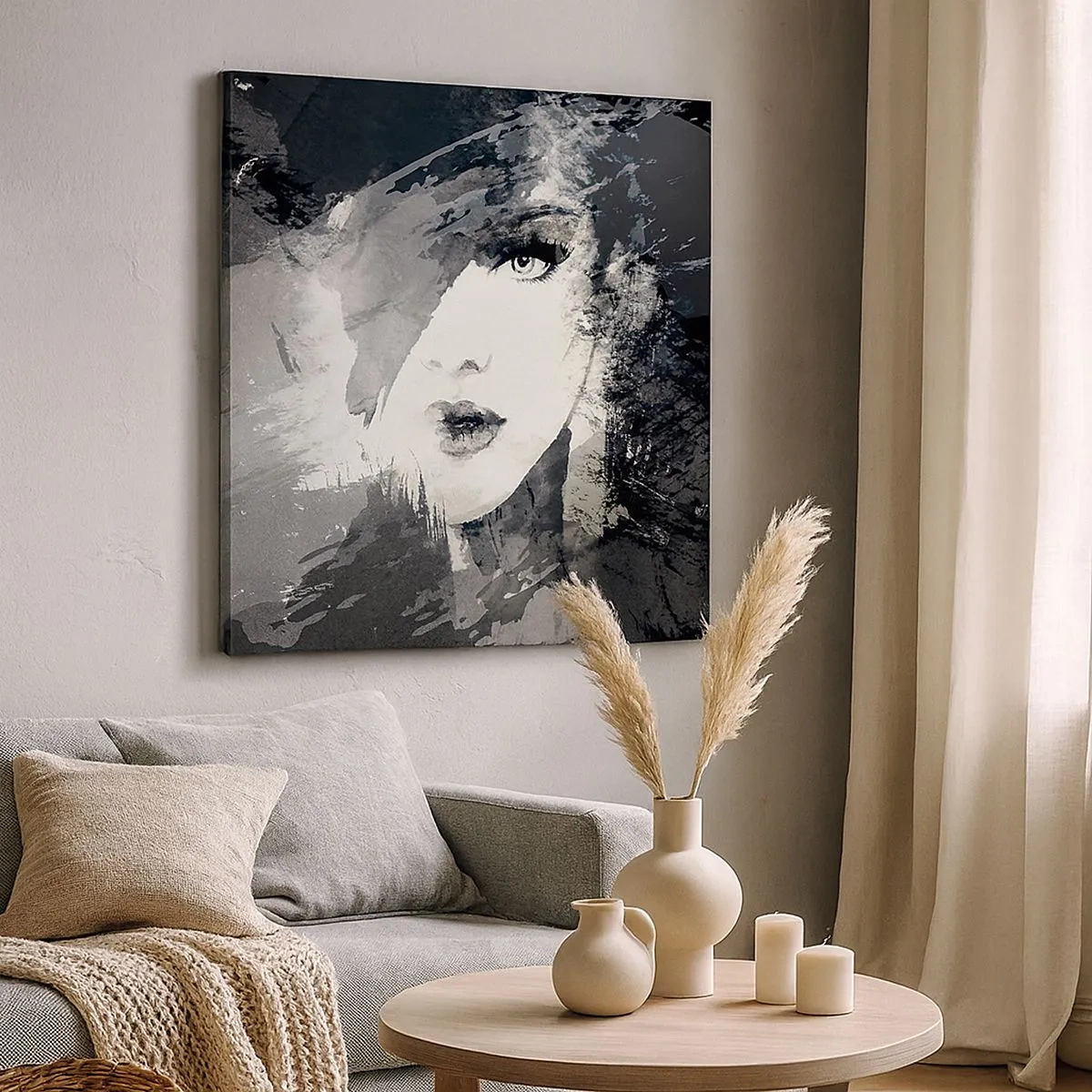 Obraz na płótnie - Zza szarego woalu - 30x30 cm